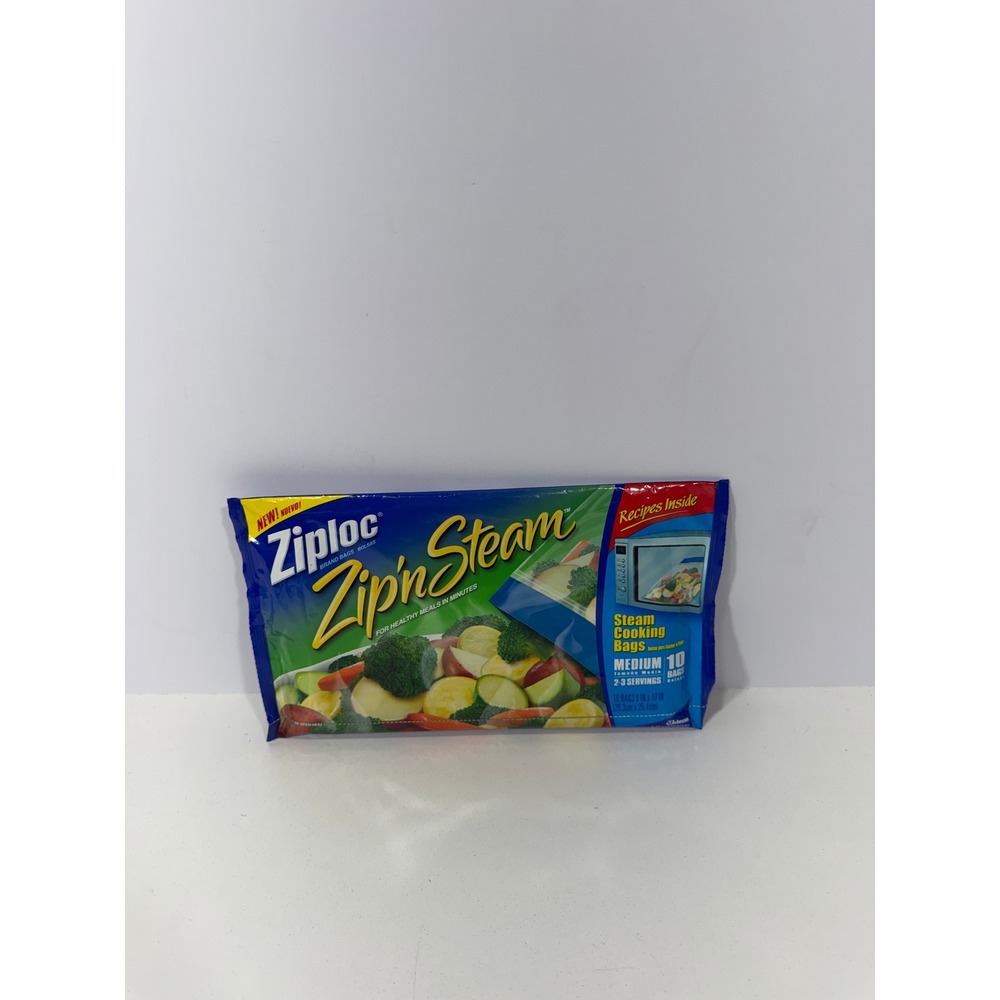 Ziploc Zip‎ n Steam Microwave Cooking Bags Medium 10 Count New Sealed Pack